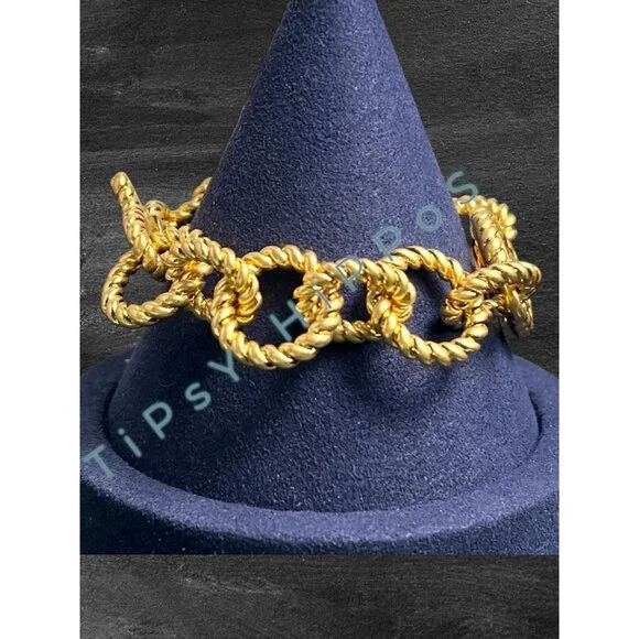 TORY BURCH Gold-Tone Chunky Rope Chain Link Bracelet With Toggle Clasp - Picture 4 of 8